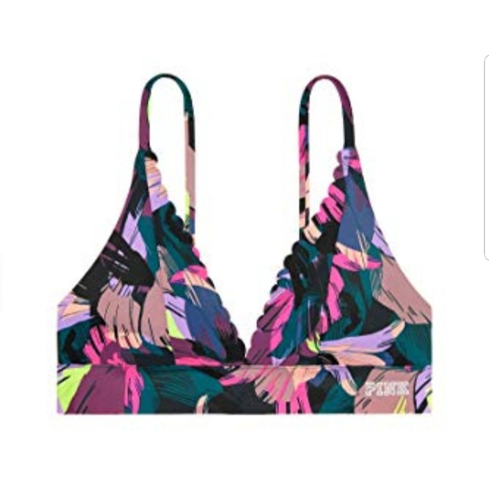 Vs pink bonded scalloped bralette floral xs
